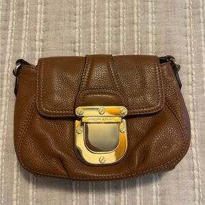 Michael Kors Tan Leather Crossbody Bag with Gold Accent